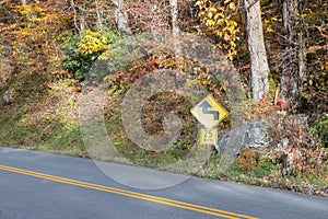 Yellow Road Warning Sign