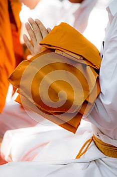 Yellow robe of Buddhist monk