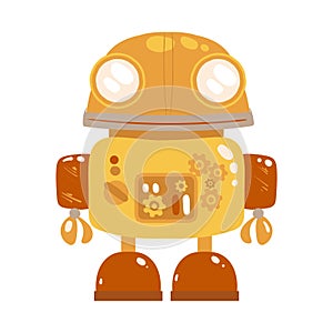 Yellow robot vintage toy vector isolated on white