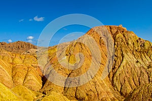 Yellow rock mountains and rock formation valley