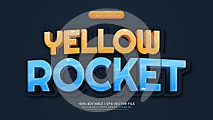 yellow rocket cartoon 3d text style effect