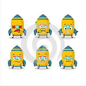 Yellow rocket firecracker cartoon character with nope expression