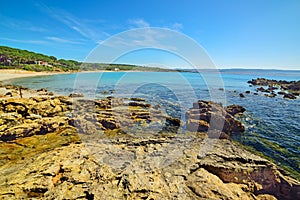 Yellow rocks in Le Bombarde beach