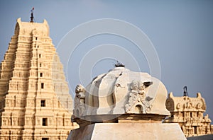 Yellow roofs and tops of the Virupaksha temple complex