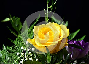 Yellow rose in bouquet