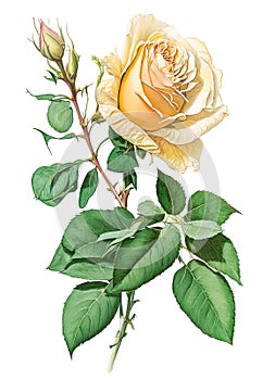 Růže květina izolované na bílém pozadí. realistický akvarel ilustrace 