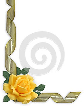 Yellow Rose and gold ribbon Border