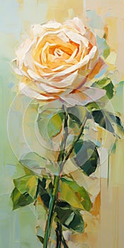 Yellow Rose Oil Painting With Gentle Color Palette And Uhd Image