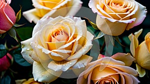 Yellow roses bouquet in detail