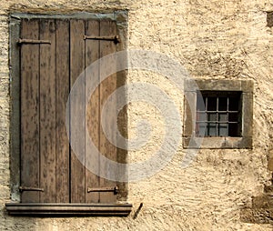 Yellow rough wall and windows