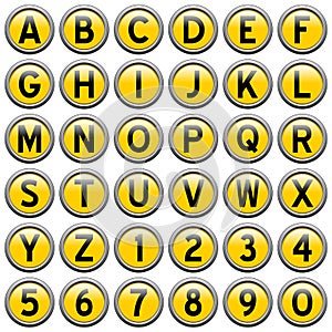 Yellow Round Alphabet Buttons