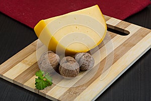 Yellow round cheese