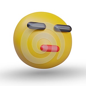 Yellow round face with closed eyes and mouth. Emotion of being ignored