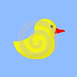 Yellow rubber duck on a blue background. Vector illustration