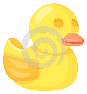 Yellow rubber duck. Cartoon bath toy icon