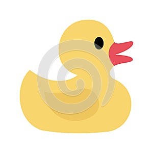 Yellow rubber duck icon. Rubber duck bath toy