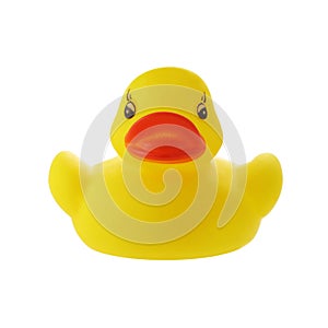 Yellow rubber duck isolated on a white background with clipping path