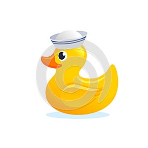 Yellow Rubber Duck Sailor. Vector Illustration.