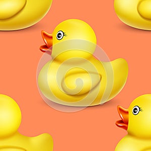 Seamless pattern with yellow rubber duck vector