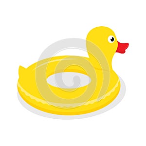 Yellow rubber duck swimming circle