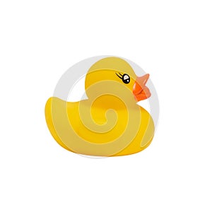 Yellow rubber duck - toy for bathing isolated on white