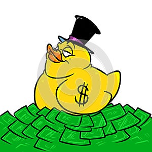 Yellow rubber duck toy business tycoon dollars