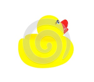 Yellow rubber duck toy isolated on white background, clipping pa