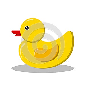 Yellow Rubber Duck Vector Illustration Cartoon. Duckling, simple color icon.