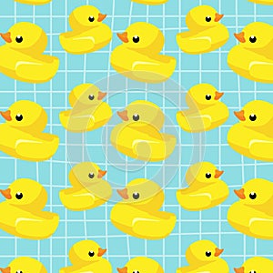 Yellow rubber duck. Vector pattern.