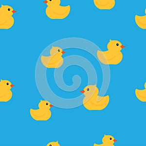 Yellow rubber ducks seamless pattern.
