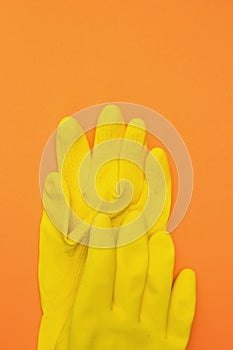 Yellow rubber gloves for cleaning