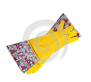 Yellow Rubber gloves with colorful border