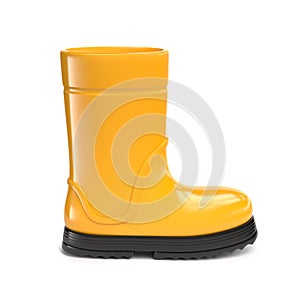 Yellow rubber rain boots isolated on white background photo