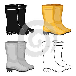 Yellow rubber waterproof boots for women to work in the garden.Farm and gardening single icon in cartoon style vector