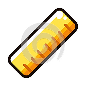 Yellow Ruler Icon in Cartoon Style