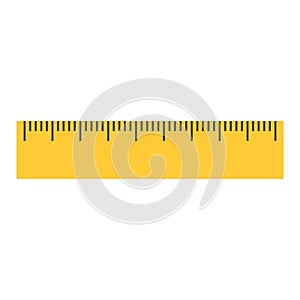 Yellow ruler icon on white background. Flat isolated illustration of rule vector icon for any web design