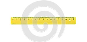 The yellow ruler is plastic for measuring centimeters photo