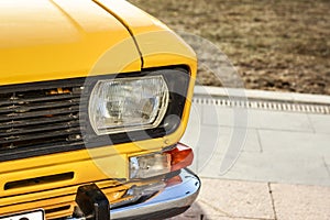 Yellow russian car. Moskow. Russia. 14 April 2018.