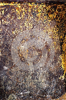 Yellow rusty metal surface with texture