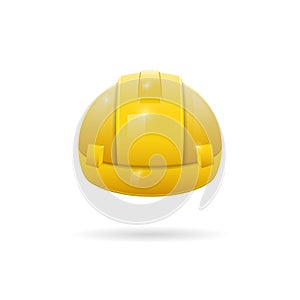 Yellow safety helmet, construction 3D helmet on a white background.