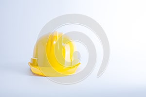 Yellow safety helmet on white background. Hard hat isolated on w