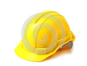 Yellow safety helmet on white clipping path, hard hat isolated.