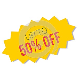 Yellow sale starburst sticker - oval label and badge with stared edges and best offer and discount signs.