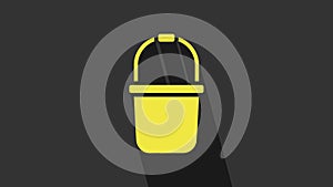 Yellow Sauna bucket icon isolated on grey background. 4K Video motion graphic animation