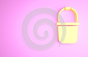 Yellow Sauna bucket icon isolated on pink background. Minimalism concept. 3d illustration 3D render