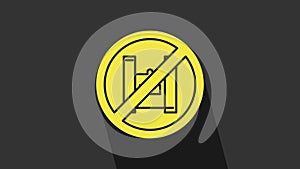 Yellow Say no to plastic bags poster icon isolated on grey background. Disposable cellophane and polythene package