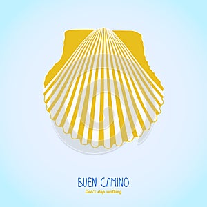 Yellow scallop shell. Camino de Santiago symbol.