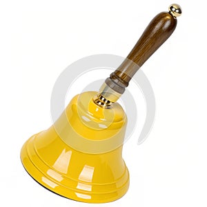 Yellow School Bell isolated on white background