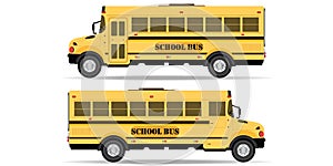 Yellow school bus icon isolated on white background