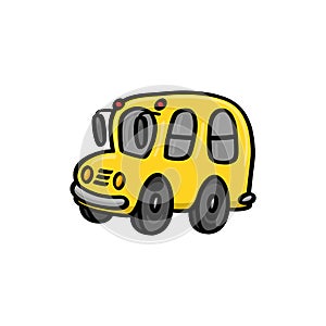 Yellow school bus illustration on white background